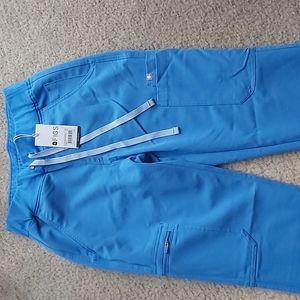 New with Tags Figs High Waisted Yola Pants XSP Petite Yoga Waistband Capri Blue